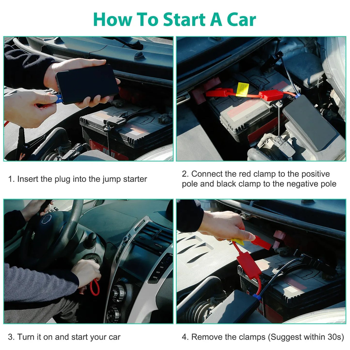 Power Up Your Journey: 12V Car Jumper Starter with 400A Peak and 20000mAh Battery - Portable Power Bank & Emergency LED Flashlight