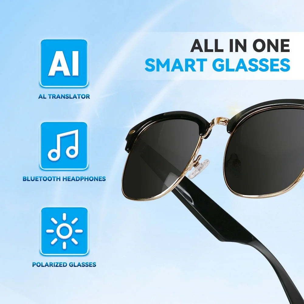 Revolutionary AI Smart Glasses - Bluetooth Enabled, Polarized Sunglasses with Touch Control & Voice Assistant for Ultimate Outdoor Experience