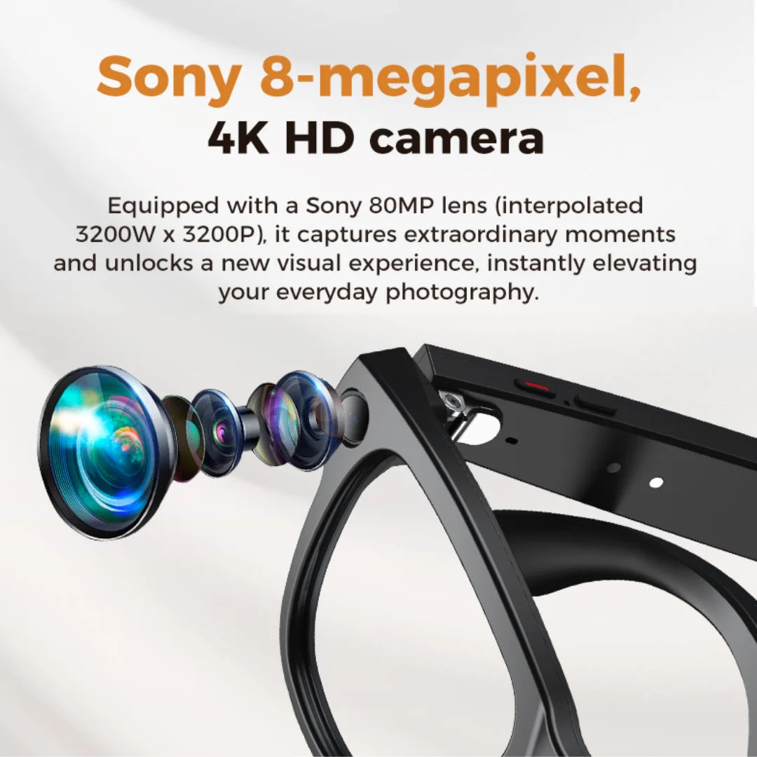  Darkview™  AI Smart Glasses 8MP HD Camera Lenses 8-Hour Battery Life Built-In Voice Assistant Supports Noise-Canceling Calls & Music Playback Dual Microphone Noise Reduction AI Smart Translation Sunglasses