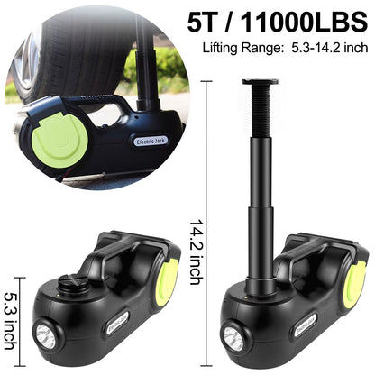 Power Up Your Roadside Repairs with the Succebuy 5T 12V Electric Car Jack Kit: Impact Wrench, LED Light & Portable Hydraulic Solution for Quick Tire Lifting