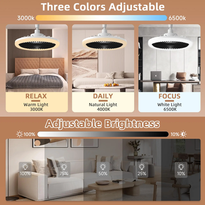 Modern Ceiling Fan with Light LED Fan Light E27 Screw Fan Light Remote Control Light Fan Ceiling Room Decoration