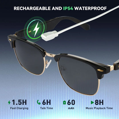 Revolutionary AI Smart Glasses - Bluetooth Enabled, Polarized Sunglasses with Touch Control & Voice Assistant for Ultimate Outdoor Experience