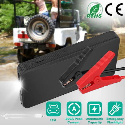 Power Up Your Journey: 12V Car Jumper Starter with 400A Peak and 20000mAh Battery - Portable Power Bank & Emergency LED Flashlight